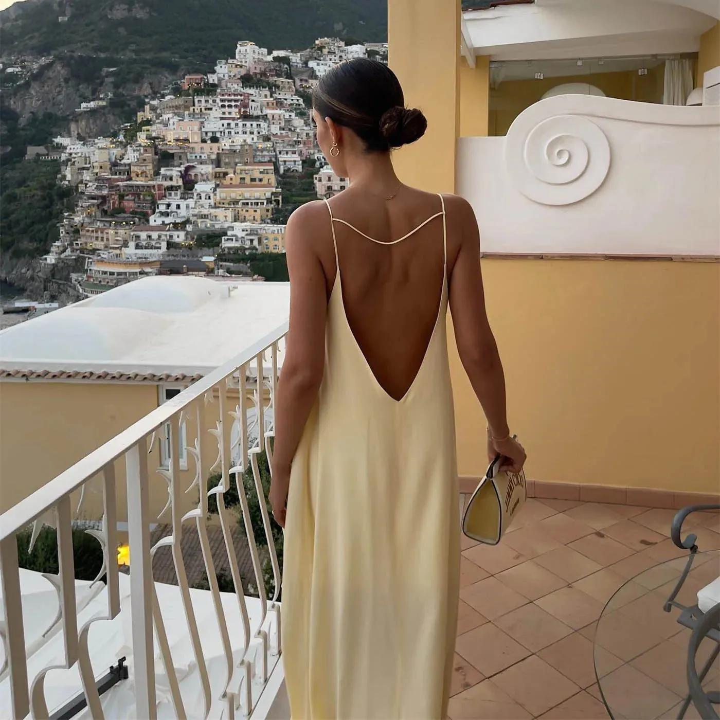 Open Back Sleeveless Slip Maxi Dress