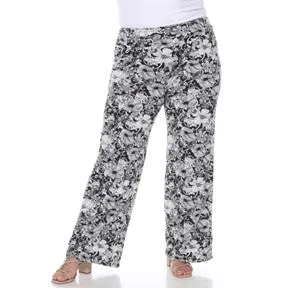 Palazzo Pants - Black/White Floral #1616-1926