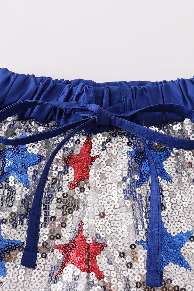 Patriotic star sequins girl shorts