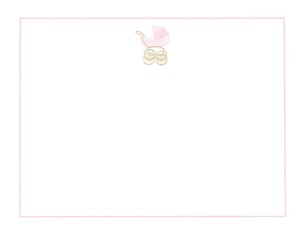 Pink Baby Carriage Stationery Set-No Name