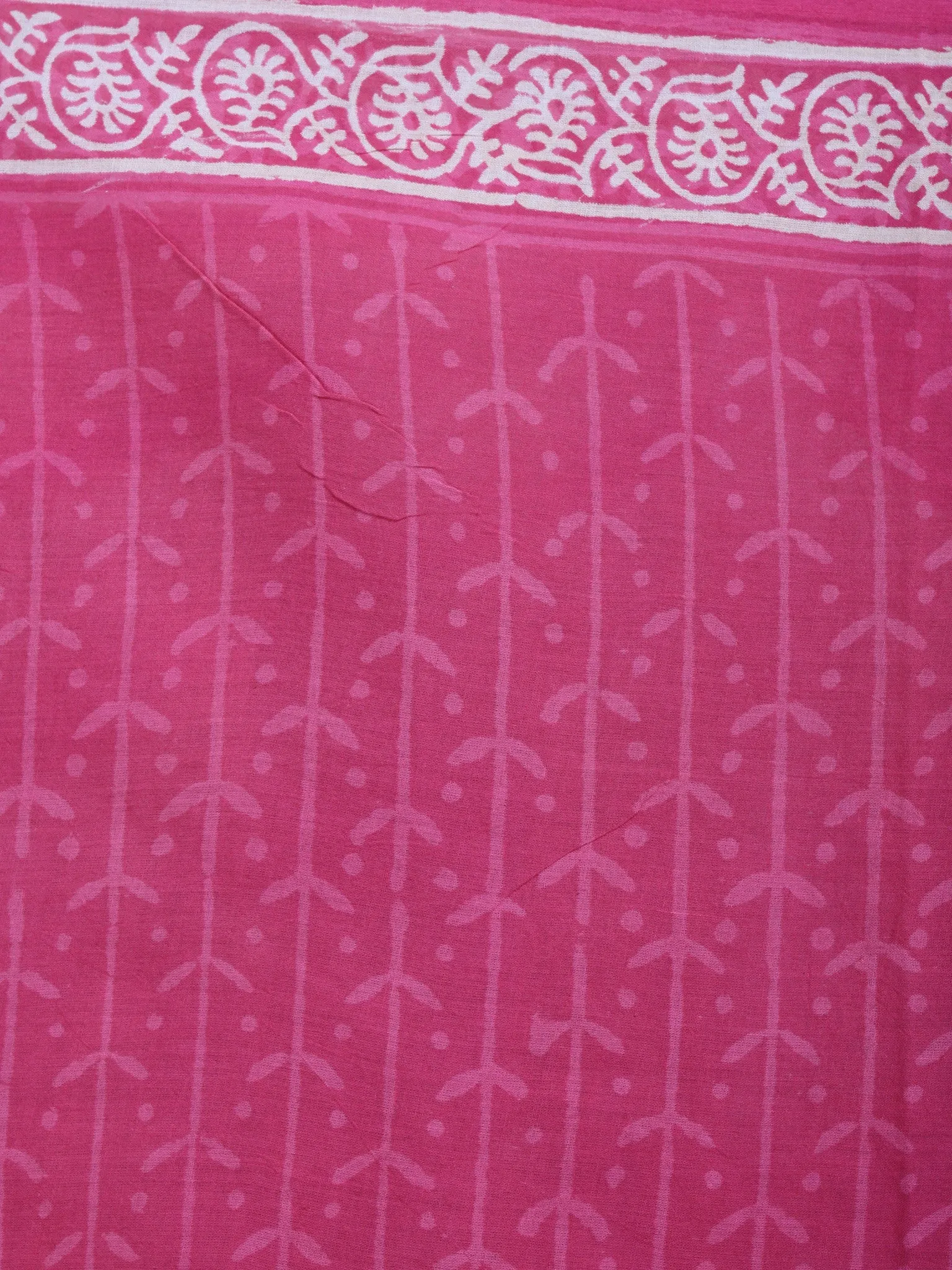 Pink Beige Hand Block Printed Cotton Saree in Natural Colors - S03170574