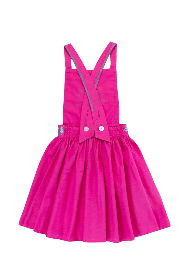 pomme pinafore cerise with hand stitch