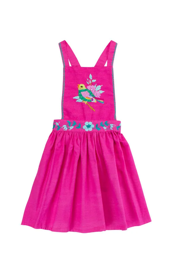 pomme pinafore cerise with hand stitch