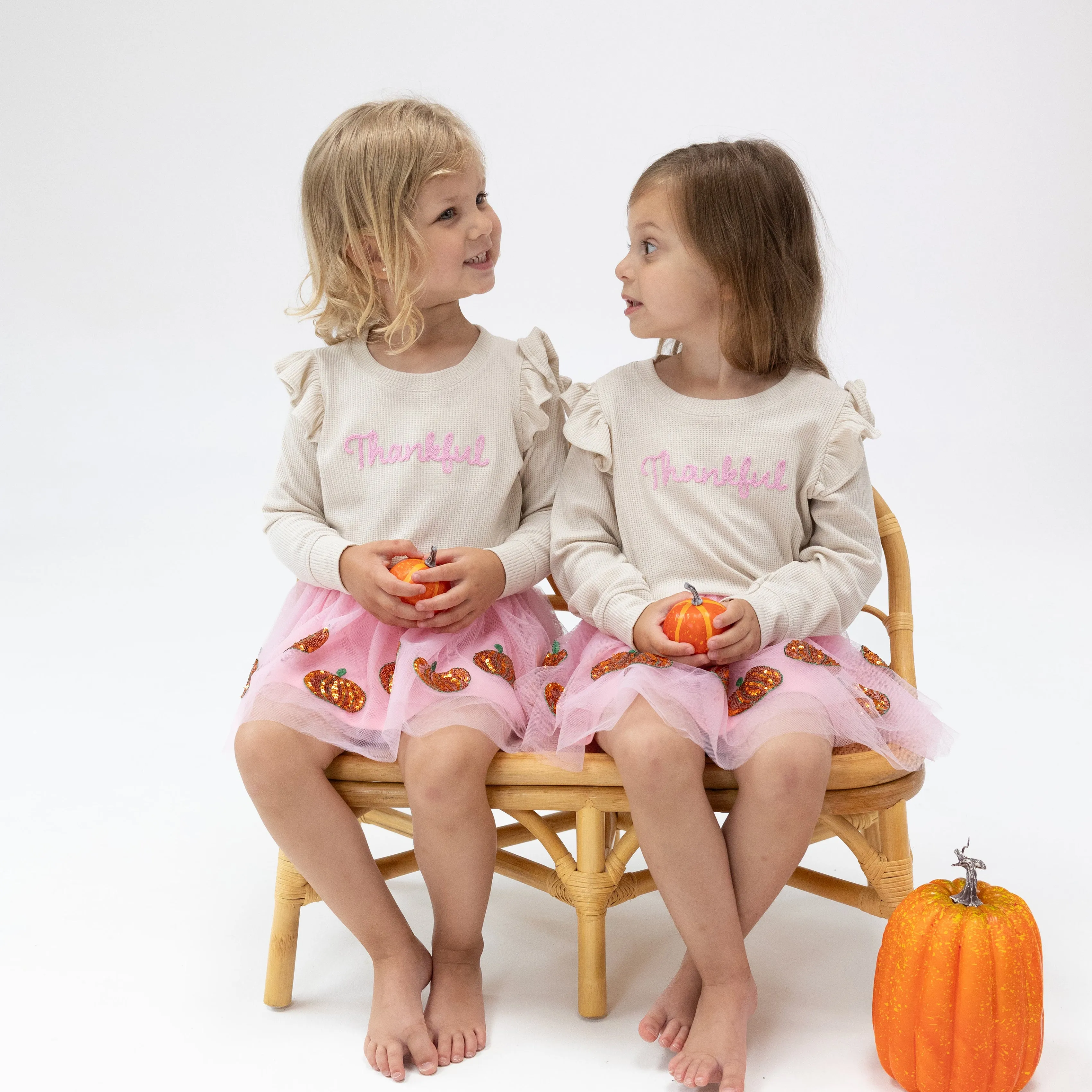 Ruffle Shoulder Top & Tutu Skirt Set - Thankful