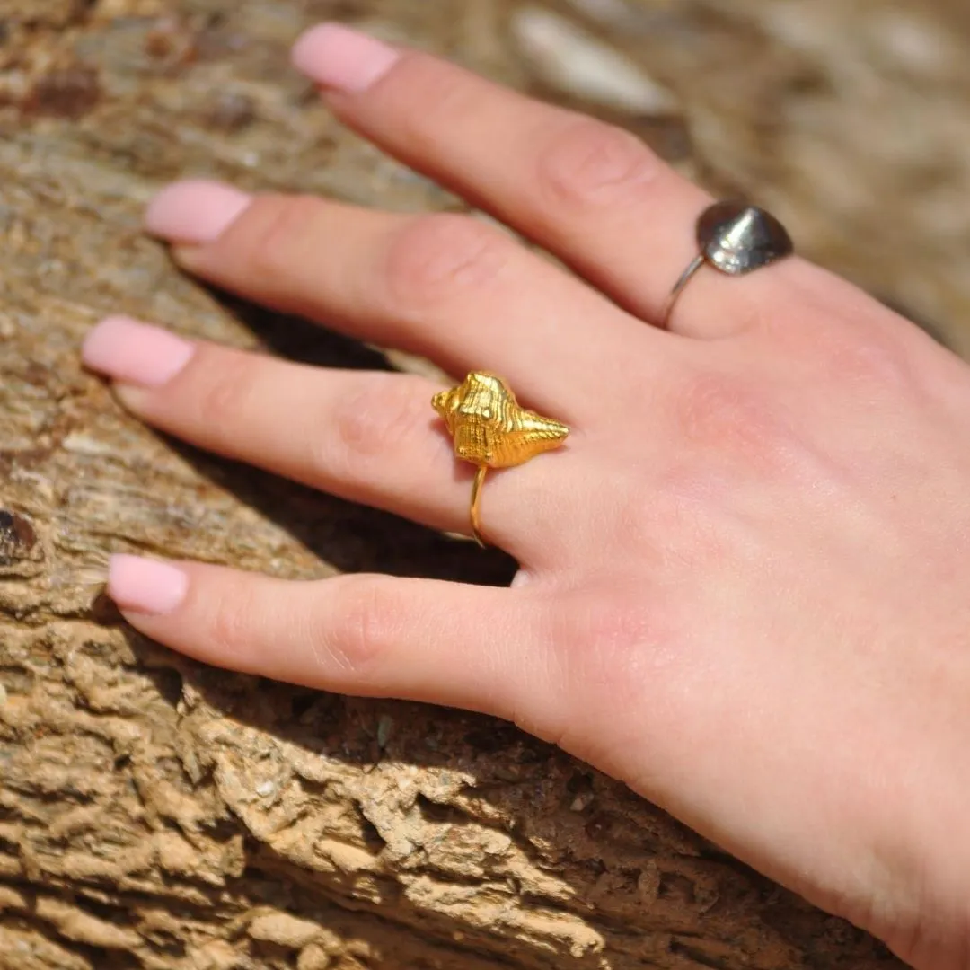 Seashell extravaganza - ring - silver 925 - gold plated