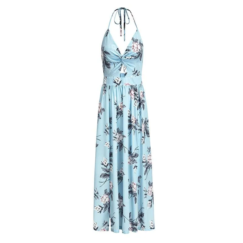 Sexy Halter Chiffon Long Beach Dresses