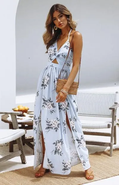 Sexy Halter Chiffon Long Beach Dresses