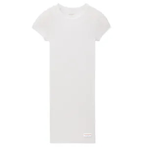 Short Sleeve Loungewear Dress In Ribbed Cotton Jersey