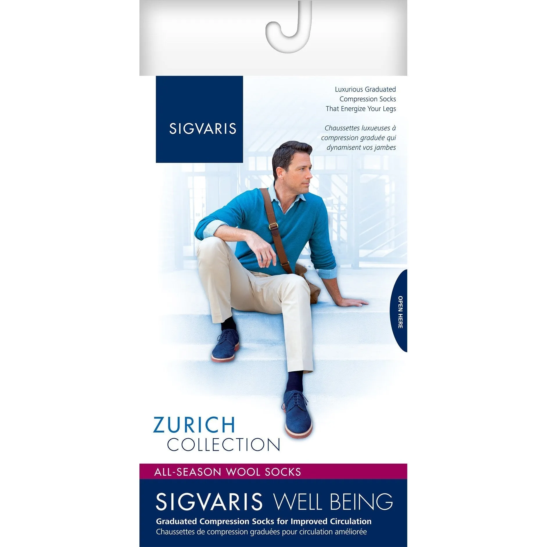 Sigvaris All-Season Merino Wool Men's Knee High 15-20 mmHg