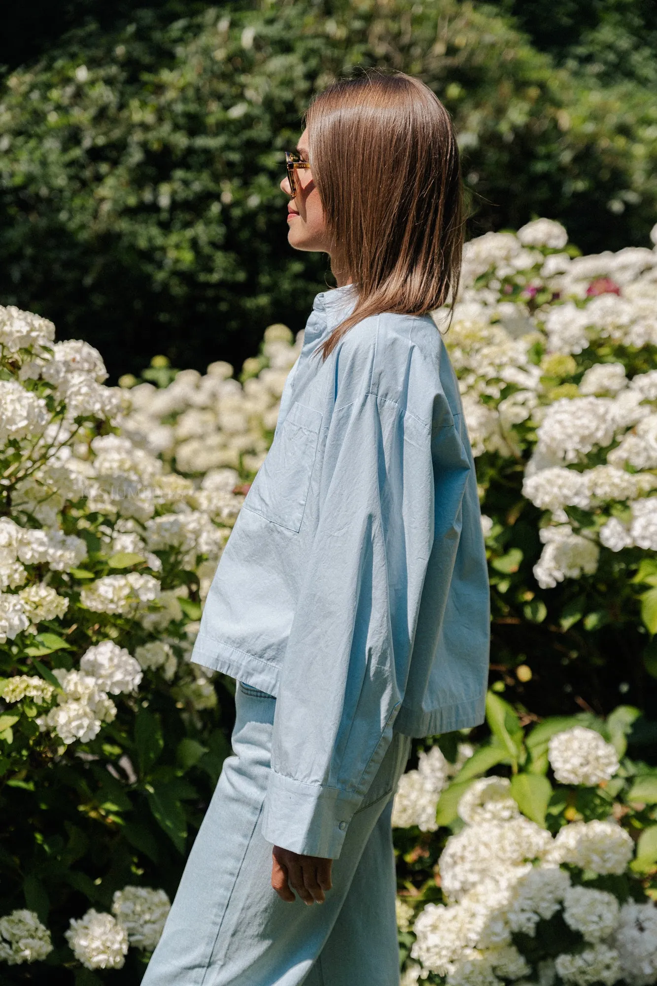 SLFAstha LS cropped boxy shirt cashmere blue