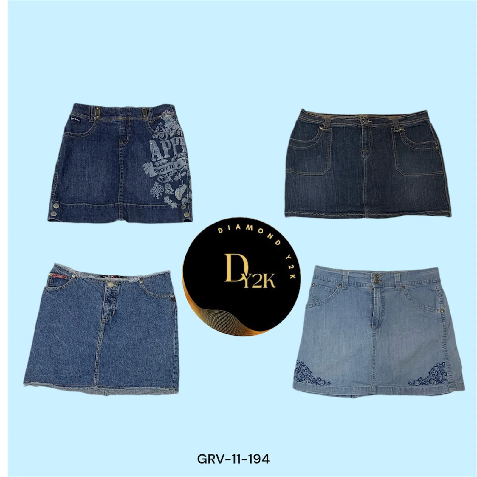 Vintage Y2K A-Line Denim Mini Skirt – Casual & Cool (GRV-11-194)