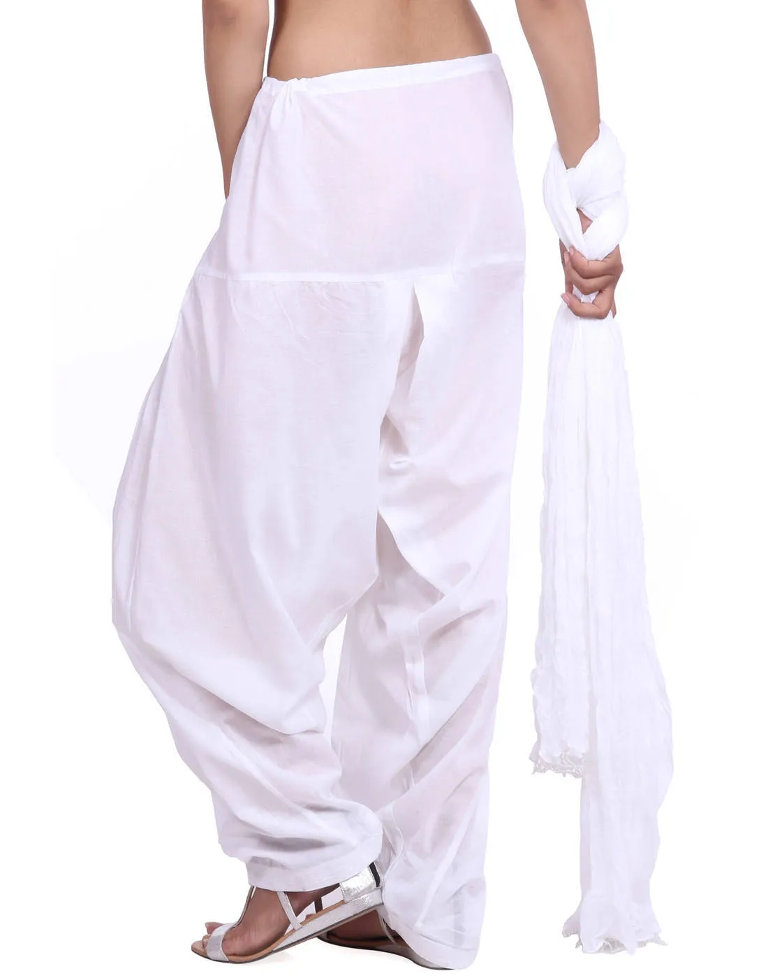 White Cotton Patiala Salwar And Dupatta Set