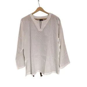 White Ladies V Neck Long Sleeve Blouse