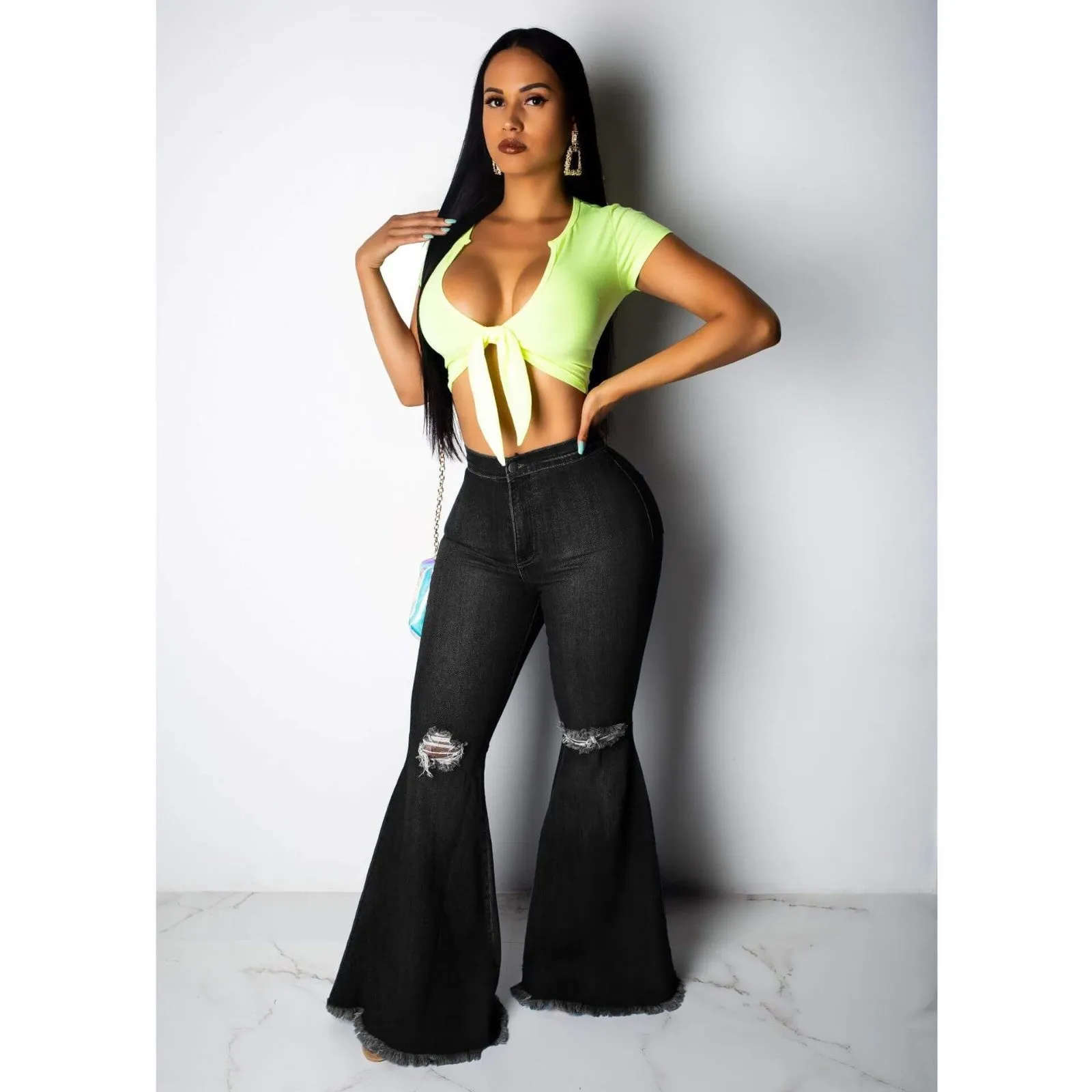 Women's Instastretch Luscious Bootcut Jeans  Wide Leg Long Palazzo Pants Trousers