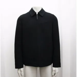 Wool & Angora Blend Zip Up Jacket In Black