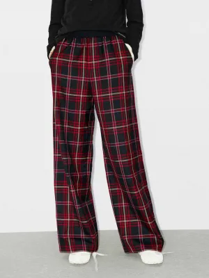 Wool Blend Plaid Pants