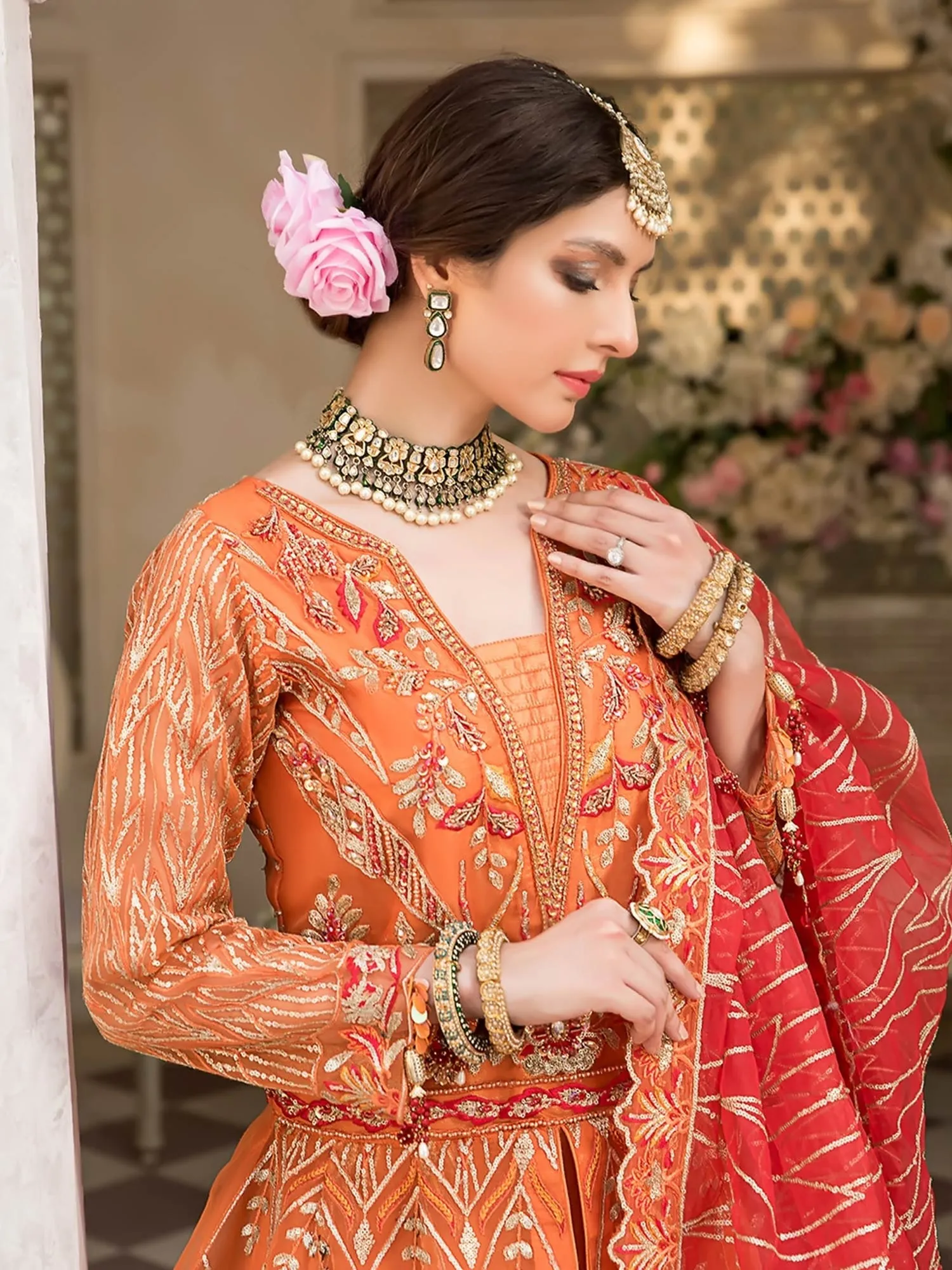 Zebtan "Zeenat" Luxury Vol-16 Orange Unstitched Suit (ZN04)