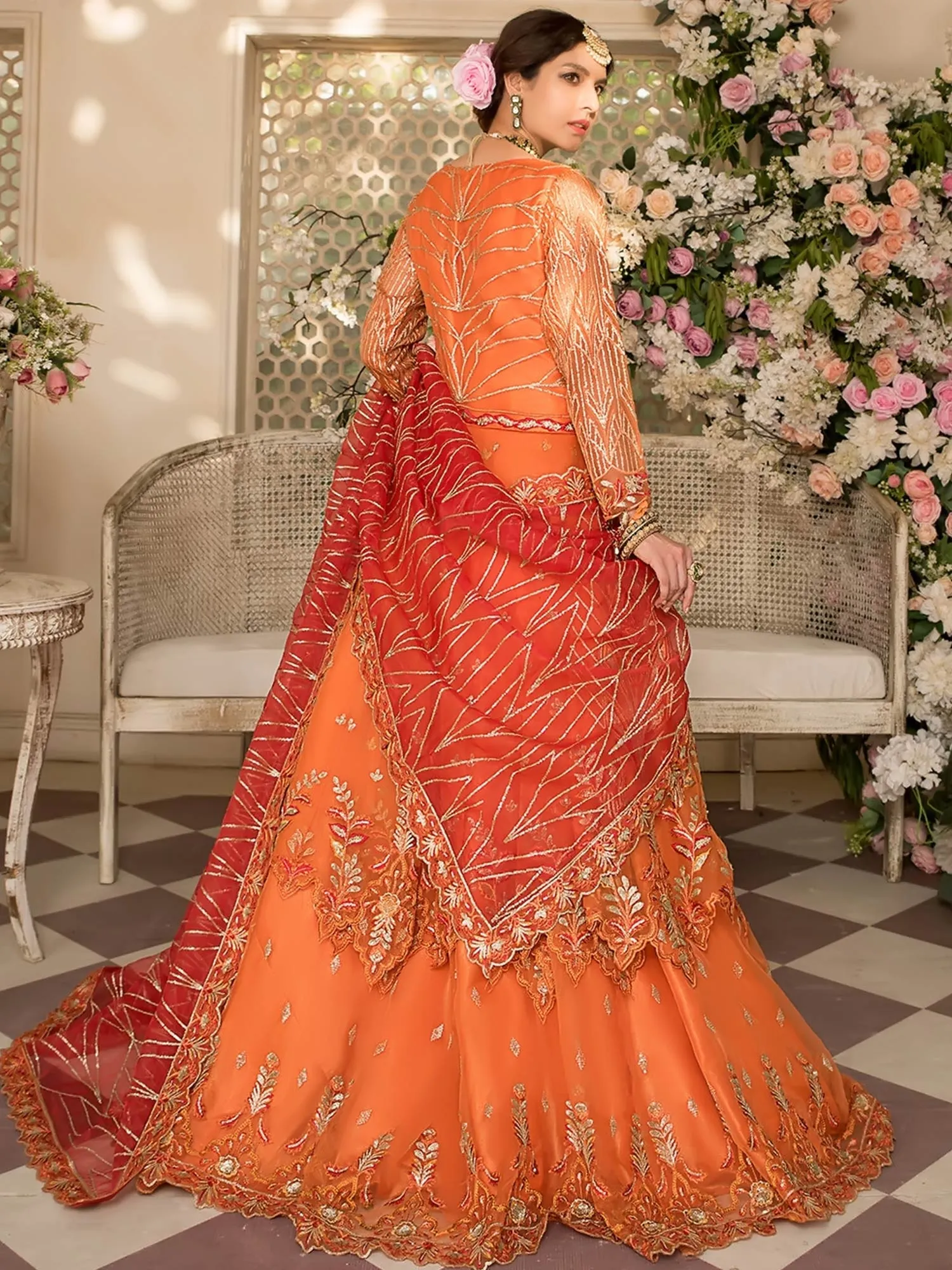 Zebtan "Zeenat" Luxury Vol-16 Orange Unstitched Suit (ZN04)