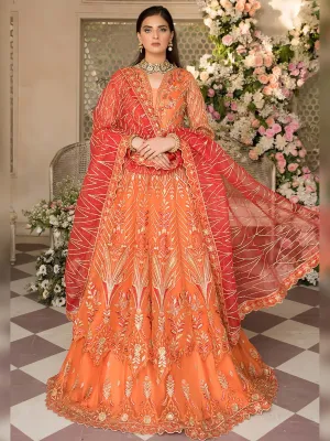 Zebtan "Zeenat" Luxury Vol-16 Orange Unstitched Suit (ZN04)