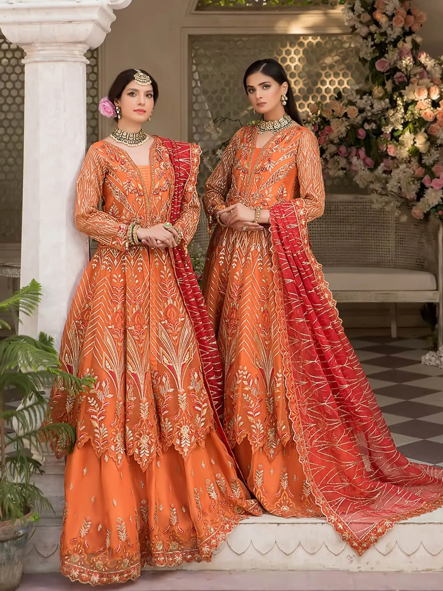 Zebtan "Zeenat" Luxury Vol-16 Orange Unstitched Suit (ZN04)