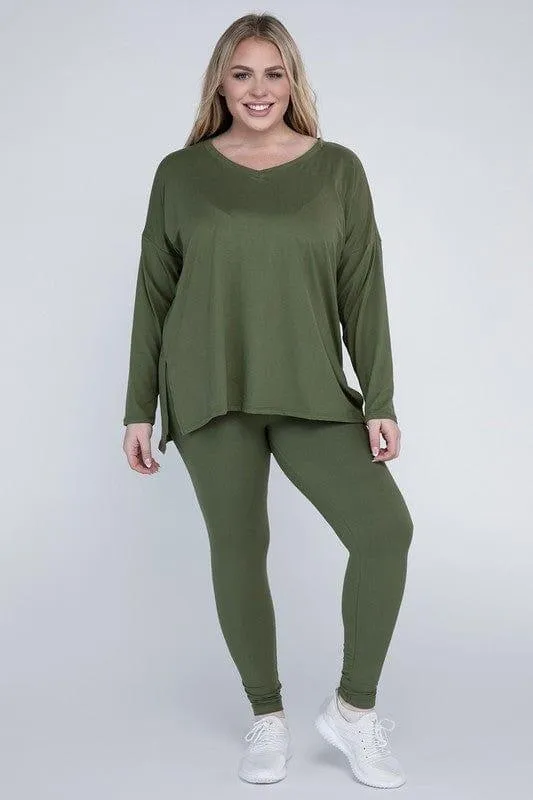 Zenana Plus Size Buttery Soft Loungewear Set