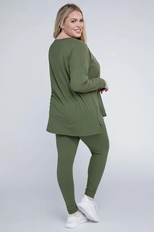 Zenana Plus Size Buttery Soft Loungewear Set