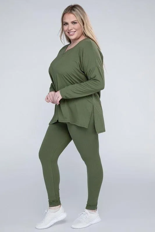 Zenana Plus Size Buttery Soft Loungewear Set