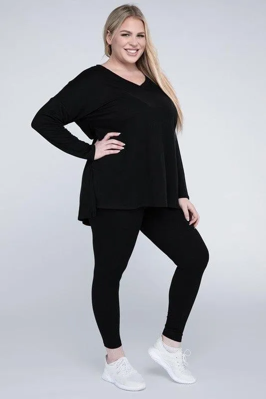 Zenana Plus Size Buttery Soft Loungewear Set